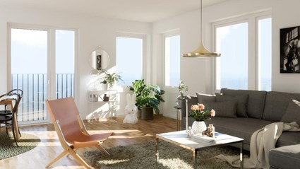 Husen i Gottorps Allé präglas av kvalitetsmaterial både utom- och inomhus. 