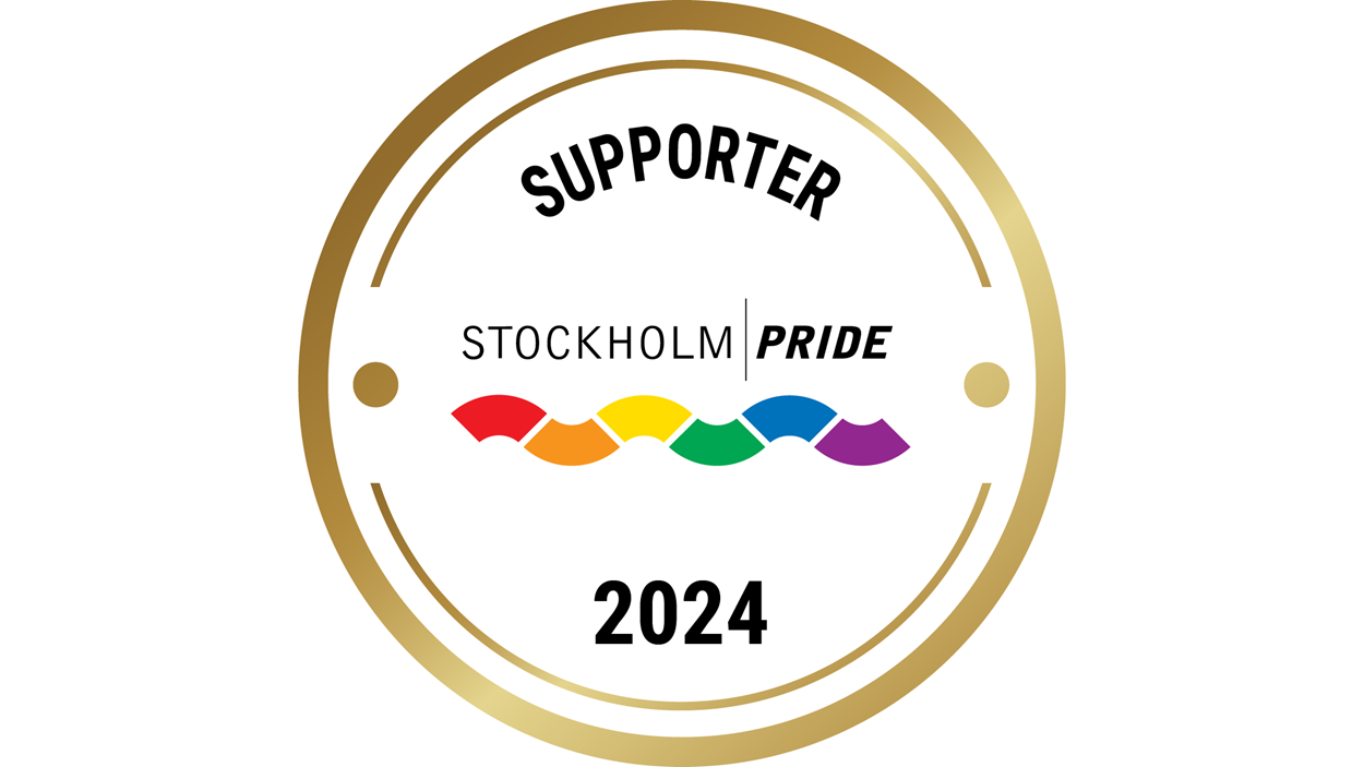Logotyp med texten supporter stockholm pride 2024