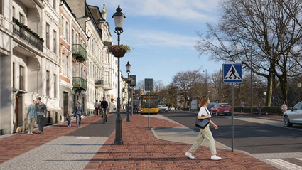 Gatan får separerade gång­ och cykelbanor på båda sidor av vägen.