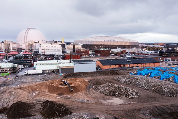 Construction work at Slakthusområdet.